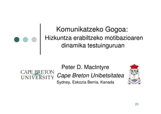 Mac Intyre - Hitzaldiko aurkezpena euskaraz