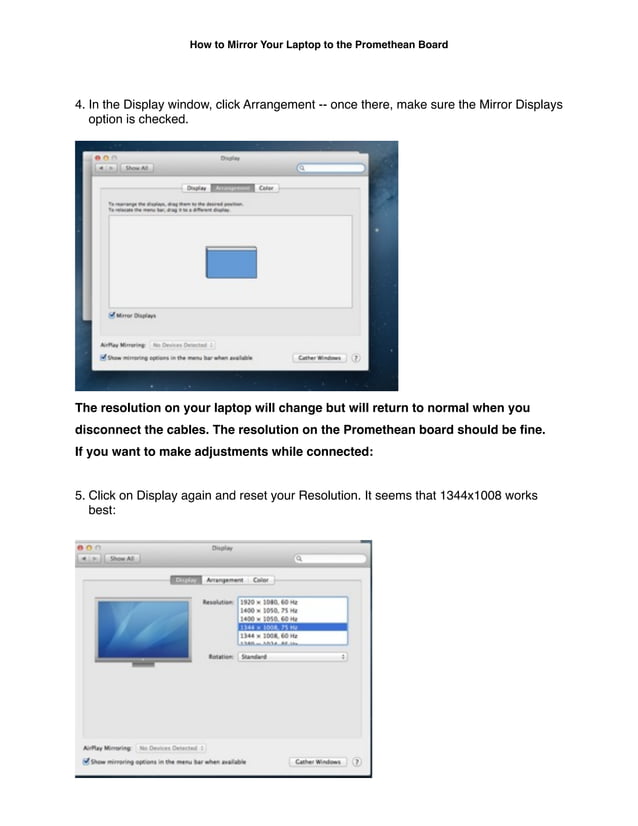 MacBook Air Mirror on promethean activ board PDF
