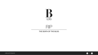 ><
BLOG
LONG LIVE THE BLOG?
RIP
THE DEATH OF THE BLOG
1
 