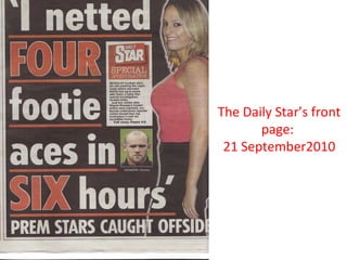 The Daily Star ’ s front page:  21 September2010 