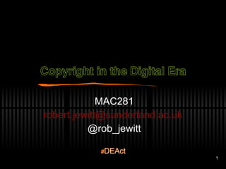 MAC281 r [email_address]   @rob_jewitt 