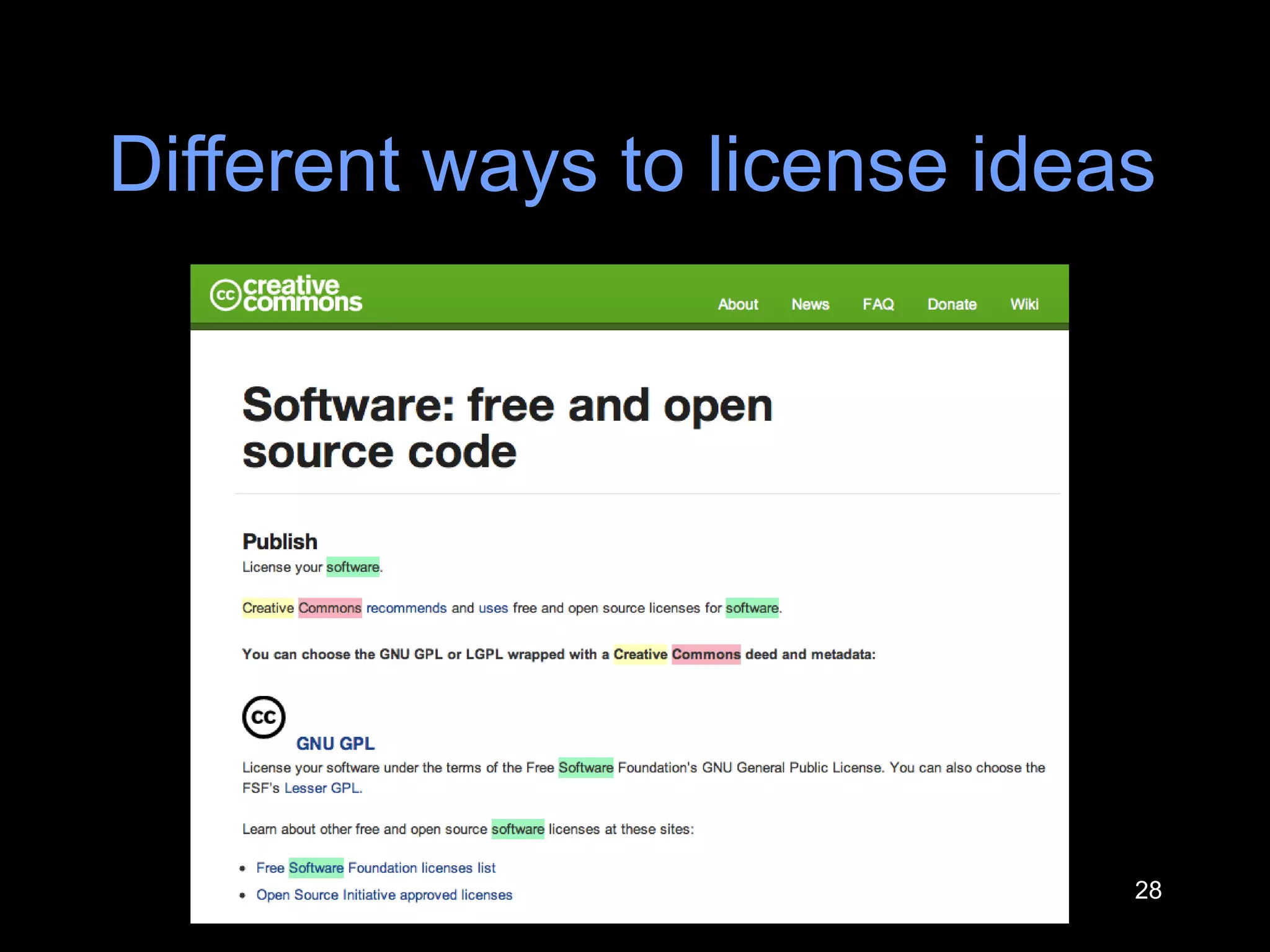 Different ways to license ideas 