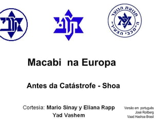 Antes da Catástrofe - Shoa Macabi  na Europa Versão em  português José Roitberg Vaad Hashoa Brasil 
