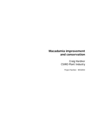 Macadamia improvement
and conservation
Craig Hardner
CSIRO Plant Industry
Project Number: MC02054
 
