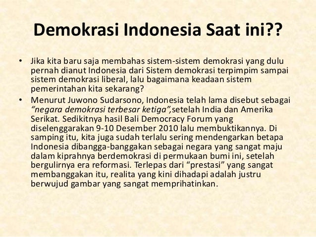 Macam macam demokrasi yang pernah berlaku di indonesia