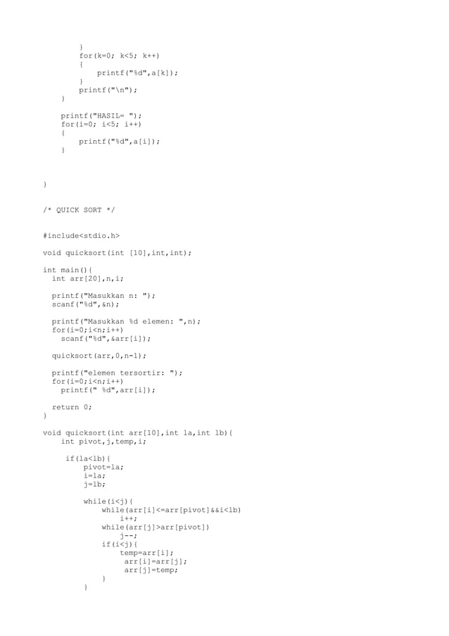 C Program : Sorting : Bubble, | PDF