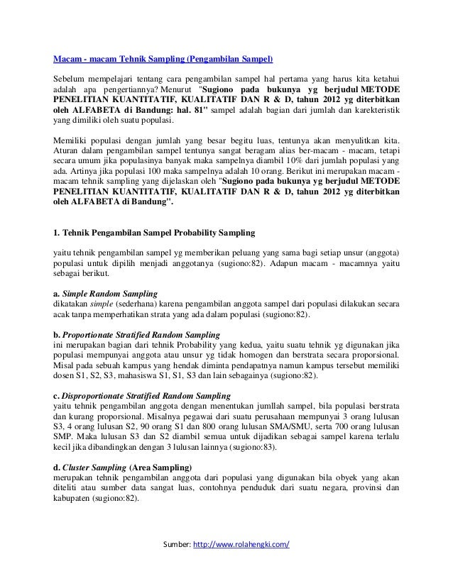 Macam Macam Tehnik Sampling Pengambilan Sampel