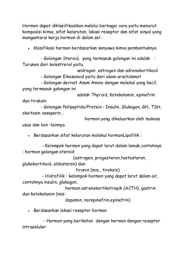 Macam hormon yang dihasilkan sistem endokrin