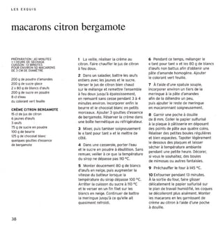 L E S EXOU IS




macarons citron bergamote

PRt PARATlON : 40 MINUTES      1 La veille, realiser la crème au            6 Pendant ce tem ps. mélanger le
• 1 HEURE DE StCHAGf.
CUISSON: 1 MINu ns
          3                    cit ron. f aire chauff er le jus de citron   e tant pour tant » et les Ba g de blancs
POUR ENVIRON 50 MACARONS       à feu doux.                                  d'œufs non batt us afin d'obte nir une
0( 3 CM DE DIAMtTRE
                                                                            pâte d'amande homogène, Ajo uter
                               2 Dans un saladier, batt re les œufs
200 q de poudre d'amandes                                                   le colo rant vert feu ille.
                               entiers avec les j aunes et le sucre.
200 q de sucre glace           Verser le jus de citron bien chaud           7 À l'aide d'une spat ule souple,
2 ~ 80 q de blancs d'œufs      sur le mélange et remettre j'ensemble        incorp orer environ un t iers de la
200 q de sucre en poudre       à feu dou x jusqu'à épaississement,          meringue à la pâte d'ama ndes
a cl d'eau                     en remuant sans cesse pendant 3 à 4          afin de la détendre un peu.
du colorant vert reone
                               mi nutes environ. Incorporer enf in le       puis ajouter le reste de meringue
CRt ME CI TR ON B ERGA MOT E
                               beurre et le chocolat blanc en pet its       en macaronnant scrcn eosement.
IS cl de jus de citron         morceaux. Ajo ute r 3 go uttes d'essence
                                                                            8 Garnir une poche à douille
6 jaunesd'œufs                 de bergamot e, Réserver la crème dans
                                                                            de 8 m m. Coller le papier sulf urisé
3 œufs                         une boite her méti que au réfr igérateur,
                                                                            à la plaque à pât isserie en déposant
7S g de sucre en poudre        3 Mixer, puis tam iser soigneusement         des point s de pâte aux Quatre coins.
1 g de beurre
 00                            le « tant pour tant » et le mett re de       Réaliser des pet ite s boules r éçunëres
125 g de chocolat blanc
                               côté.                                        et bien espacées, Tapoter légèrem ent
quelqueseouttes d'essence
                                                                            le dessous des plaques et laisser
de bergamote                   4 Dans une cassero le, por ter l'eau
                                                                            séche r à tempéra ture ambiante
                               et le sucre en poudre à ébullition. sa ns
                                                                            pendant une pet ite heur e. Décorer,
                               remuer. veiller à ce Que la température
                                                                            si vous le souhaitez, des boules
                               du sirop ne dépasse pas 110 oc.
                                                                            de mimosas ou autres fantaisies.
                               S Mont er doucement 80 g de blancs
                                                                            9 Préchauffer le lour à 145 oC.
                               d'œufs en neige, puis augmenter la
                               vitesse du batt eur lorsque la               la Enfourner pendant 13 minutes,
                               températu re du sirop dépasse 100 oC,        À la sor t ie du fou r, laire glisser
                               Arrêter la cuisson du sucre à 1 " C 10       délicatemen t le papier sulfurisé sur
                               et le verser en un f in f ilet sur les       le plan de travail hu midif ié, les coques
                               bla ncs en neige. Cont inuer de batt re      se décoller ont plus aisément. Monter
                               la meringu e jusqu'à ce Qu'elle ait          les macarons en les çemrssent de
                               Quasiment ref roidi.                         crè me au cit ron ê l'aide d'une poche
                                                                            à douille.


38
 