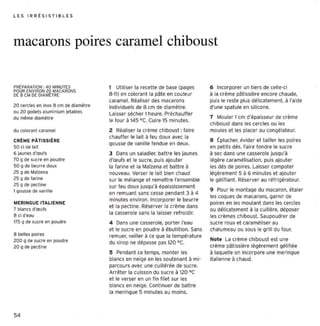 LE S I R R t SI S T I B L E S




macarons poires caramel chiboust

PRlpARATION : 40 MINUTES              1 Uti liser la recett e de base (pages        6 Incorporer un t iers de celle-ci
POUR ENVIRON 20 MACARONS
DE 8 CM DE otA MtTRE                  a-11) en colorant la pâte en couleur          à la cr ème pâtiss ière encore chaude,
                                      caramel. Réali ser des macarons               puis le reste plus délica teme nt , à l'ai de
20 cercles en inox 8 cm de diamètre   individ uels de 8 cm de diamèt re.            d'un e spat ule en silicone,
ou 20 godets aluminium jetables       Laisser sécher 1 heure. Préchauffer
du même diamètre                                                                    7 Mou ler 1 cm d'é paisseur de cr ème
                                      le lour à 145 "C. Cuire 15 minu tes.
                                                                                    chiboust dans les cercles ou les
du colorant caramel                   2 Réal iser la crème chiboust: faire          mou les et les placer au congé lateur.
                                      chauffer le lait à leu doux avec la
CRÈME P ÂTISSIÈRE                                                                   S Éplucher, évider et ta ille r les poires
                                      gousse de vanille fendue en deu x.
50 cl de lait                                                                       en peti t s dés, fa ire fondre le sucr e
6 jaunes d'œufs                       3 Dans un saladier, batt re les jaunes        à sec dans une casserol e jusq u'à
70 CI de sucre en poudre              d'œuf s et le sucre, puis ajo ut er           légère caram élisation, puis ajo uter
50 CI de beurre doux                  la farine et la Maïzena et battre à           les dés de poires. Laisser com poter
2S CI de Maïzena                      nou veau. Verser le lait bien chaud           i éçèrement 5 à 6 minu tes et ajout er
25 <;1 de larine                      sur le mélange et remettre l'ensemble         le céuuant. Réserver au réfrigérateur.
25 <;1 de secnoe                      sur leu doux jusqu 'à épaississement
1çousse de vanille                                                                  9 Pour le montage du macaron, éta ler
                                      en remuant sans cesse pendant 3 à 4
                                                                                    les cocu es de macarons, qamir de
                                      m inutes envir on. Incor porer le beurre
MERINGUE ITALIENN E                                                                 poires en les moulant dans les cerc les
                                      et la pect ine. Réserver la crème dan s
7 blancs u'œuts                                                                     ou délicatement à la cu illère, déposer
8 cl d'eau                            la casserol e sans la laisser ref roidir.
                                                                                    les cr èmes cniboust. Saupoudr er de
175 g de sucre en poudre              4 Dans une casserole, port er l'eau           sucre ro ux et caraméliser au
                                      et le sucr e en pou dr e à ébullition. Sans   chalum eau ou sous le grill du four.
8 belles poires                       remuer, veiller à ce Que la températu re
200 <;1 de sucre en poudre                                                          Not e l a cr ème cr aooust est une
                                      du sirop ne dépasse pas 1 vc .
                                                                  20
20 9 de pectine                                                                     crème pâtissiè re légèreme nt gélif iée
                                      S Pendant ce temp s, monter les               à laquelle on incor pore une meri ngue
                                      blancs en neige en les soutenant à mi-        italienne à chaud,
                                      parcours avec une culuérée de sucr e.
                                      Arr êter la cuisson du sucre à 120 oC
                                      et le verser en un fin filet sur les
                                      blancs en neige. Cont inuer de batt re
                                      la meringue 5 minut es au moi ns.



54
 