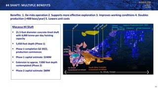 KLGOLD.COM
TSX:KL
NYSE:KL
ASX:KLA
#4 SHAFT: MULTIPLE BENEFITS
15
Macassa #4 Shaft
 21.5-foot diameter concrete-lined shaft
with 4,000 tonne-per-day hoisting
capacity
 5,450-foot depth (Phase 1)
 Phase 1 completion Q2 2022,
production commences
 Phase 1 capital estimate: $240M
 Extension to approx. 7,000 foot depth
contemplated (Phase 2)
 Phase 2 capital estimate: $80M
Benefits: 1. De-risks operation 2. Supports more effective exploration 3. Improves working conditions 4. Doubles
production (>400 kozs/year) 5. Lowers unit costs
 