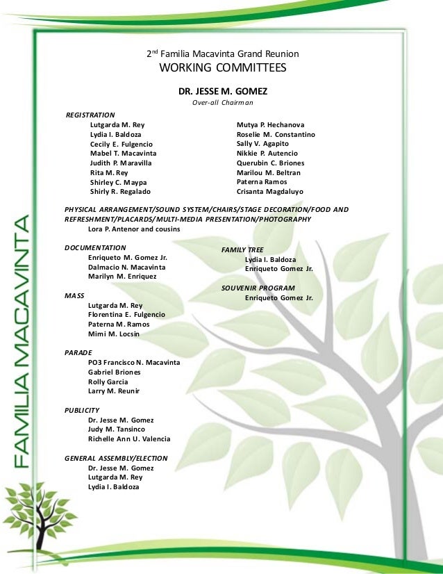 Family Reunion Program Templates Family Reunion Program Templates