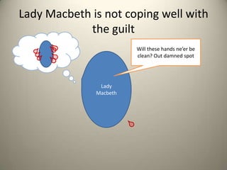 Will these hands ne’er be clean? Out damned spotLady Macbeth is not coping well with the guiltLady Macbeth