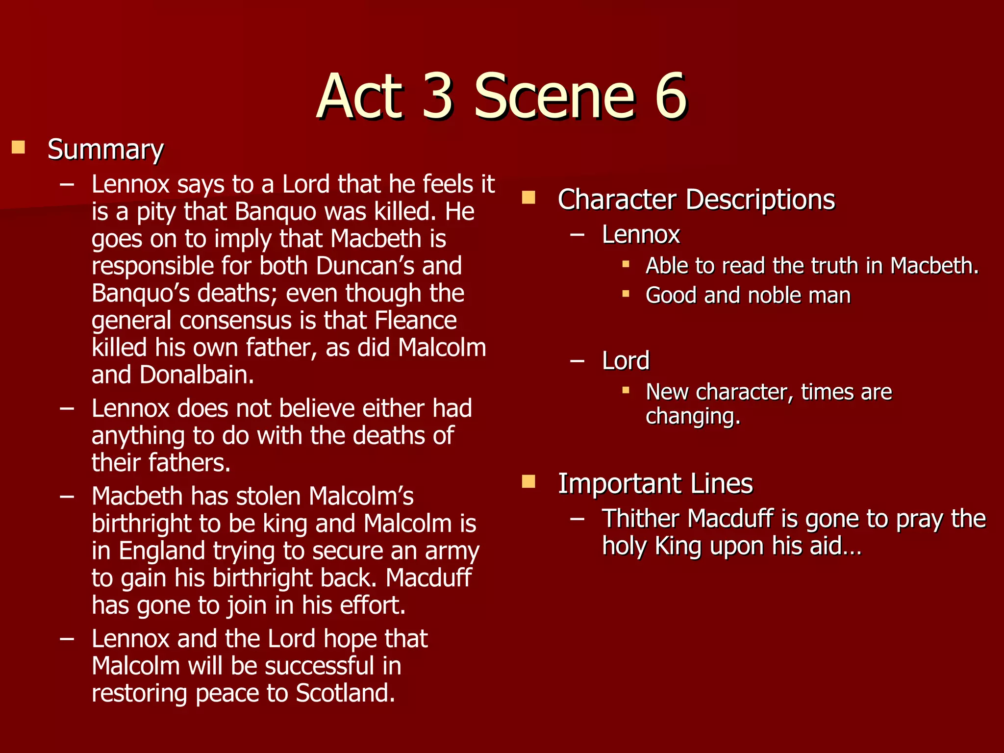 Macbeth Act 3 Notes | PPT
