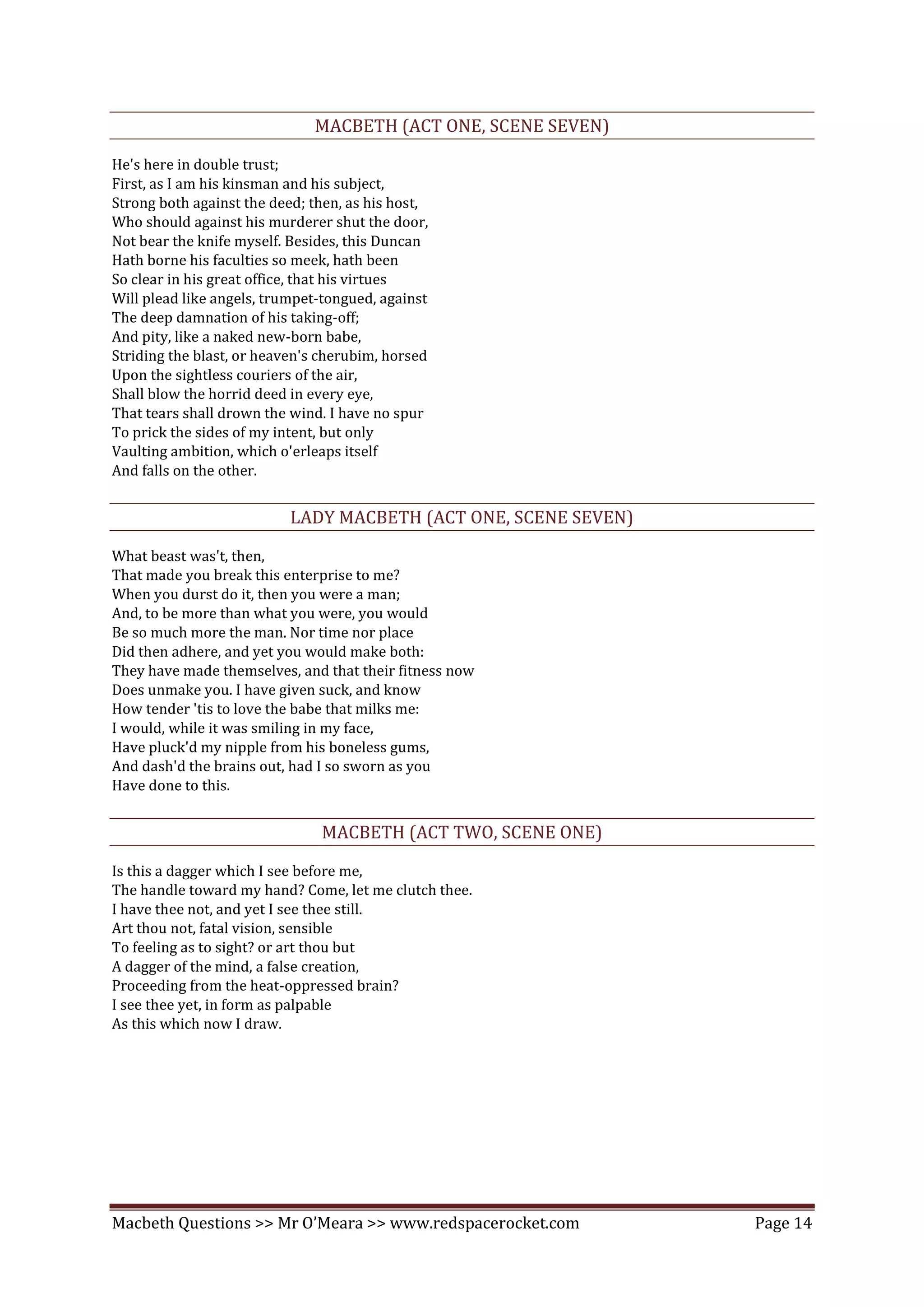 Macbeth Comprehension Questions