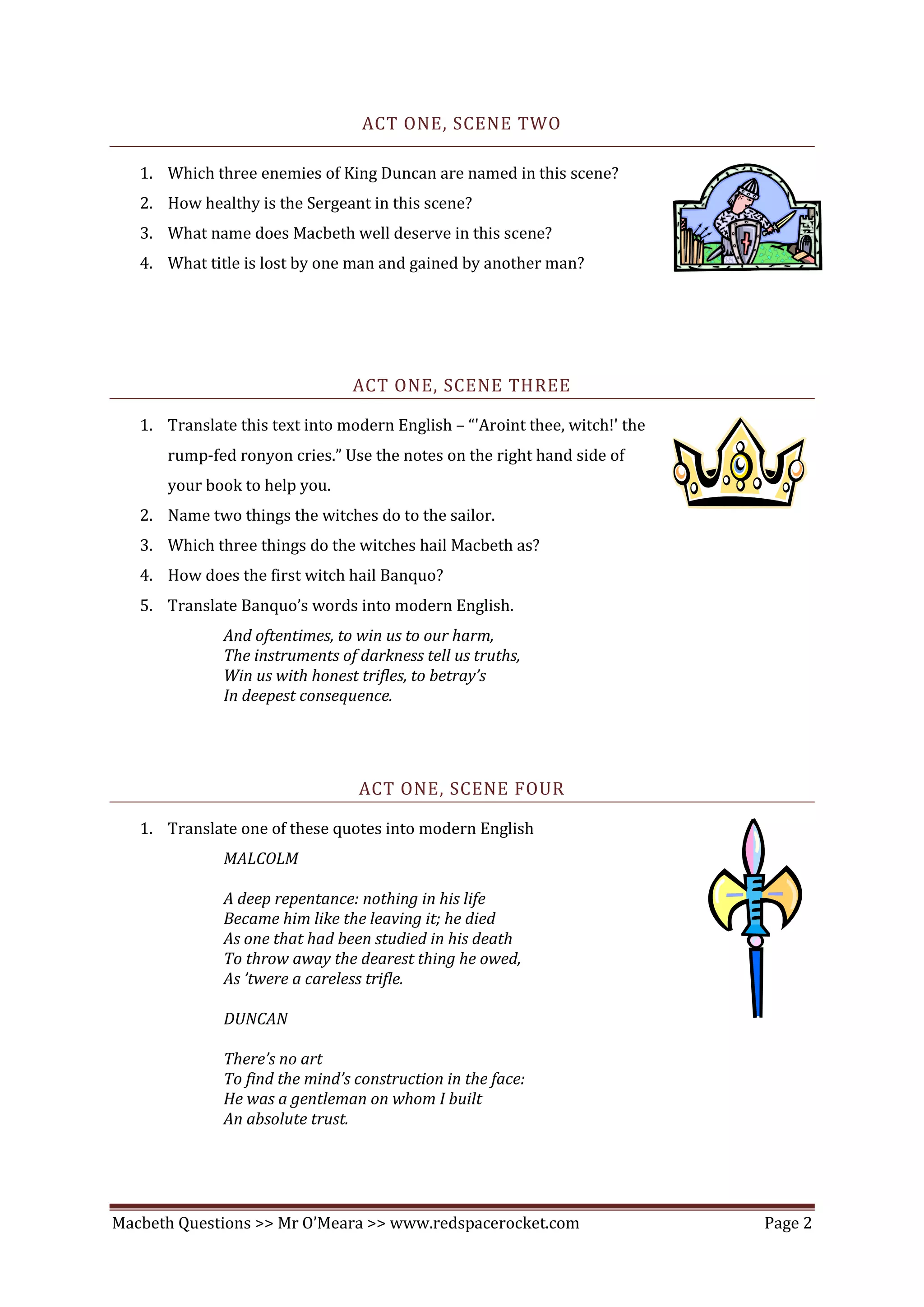 Macbeth Comprehension Questions