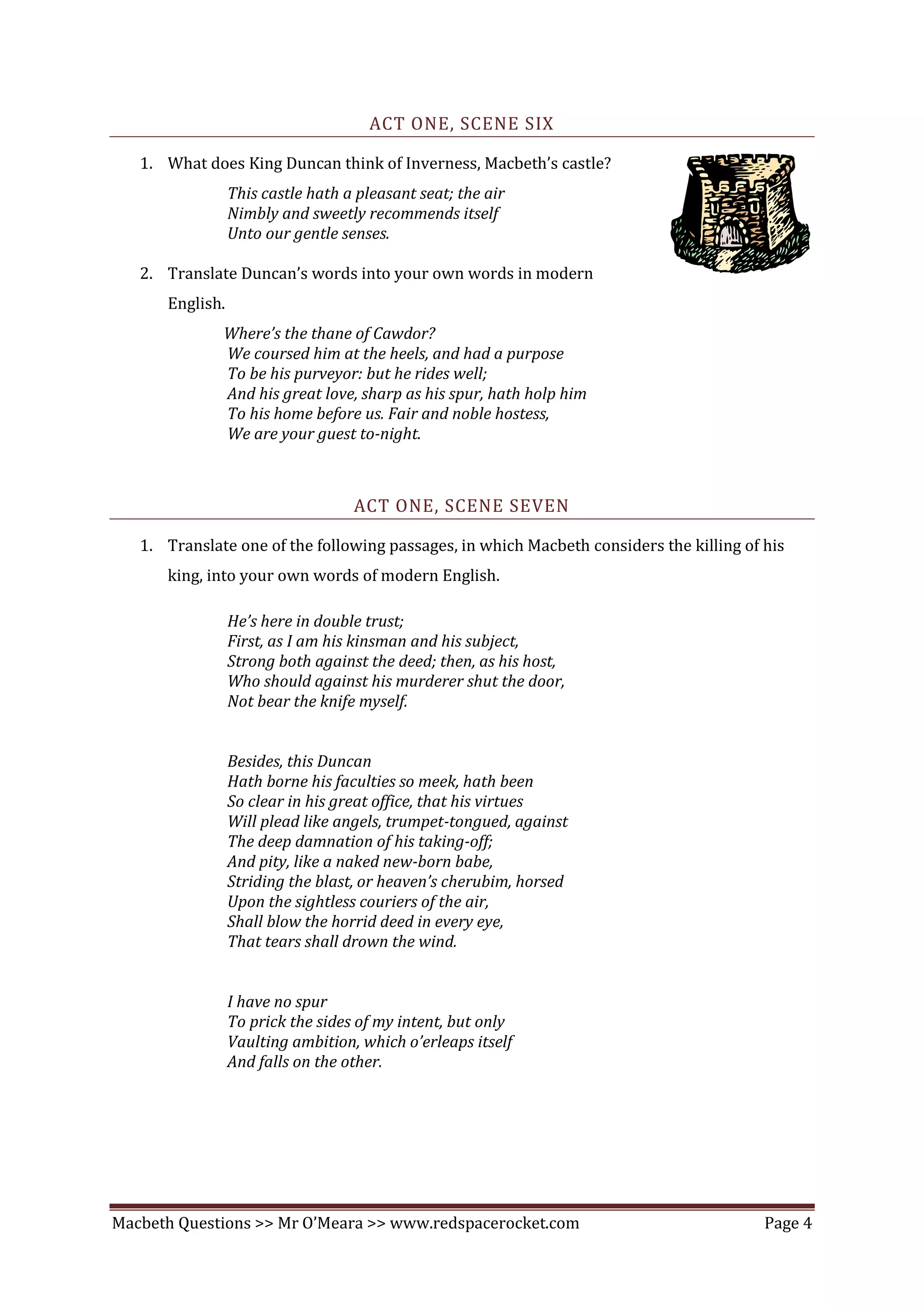 Macbeth Comprehension Questions