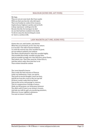 Macbeth Comprehension Questions