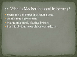  Seems like a member of the living dead
 Unable to feel joy or pain
 Maintains a purely physical bravery
 But it is obvious he would welcome death
 