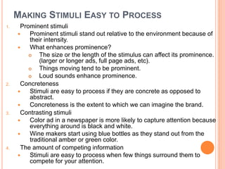 SUBLIMINAL PERCEPTION
 It is perception of stimuli without conscious
awareness.
 It is the process of perceiving stimuli...