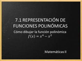 7.1 REPRESENTACIÓN DE
FUNCIONES POLINÓMICAS

Matemáticas aplicadas a las
Ciencias Sociales II

 