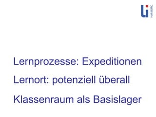 Klassenraum als Basislager Lernort: potenziell überall Lernprozesse: Expeditionen 