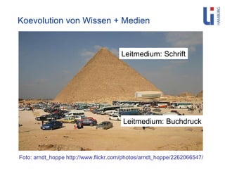Koevolution von Wissen + Medien Foto: arndt_hoppe http://www.flickr.com/photos/arndt_hoppe/2262066547/ Leitmedium: Schrift Leitmedium: Buchdruck 