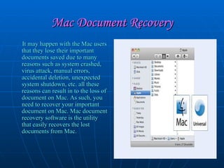 Mac Document Recovery ,[object Object]