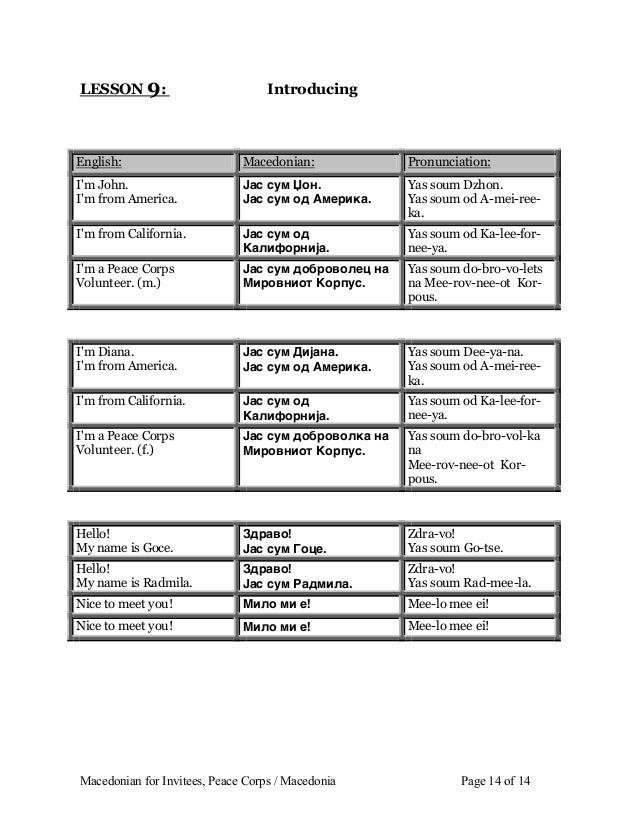Basic Macedonian Language Course
