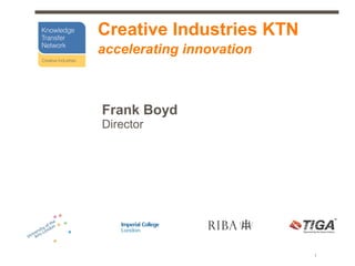 Creative Industries KTN
accelerating innovation



Frank Boyd
Director




                          1
 