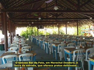 O famoso Bar do Pato, em Marechal Deodoro, à beira da estrada, que oferece pratos deliciosos... 