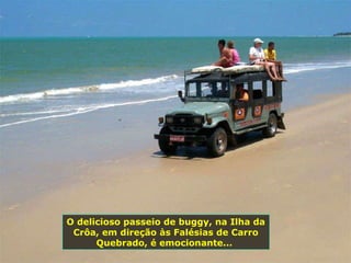 O delicioso passeio de buggy, na Ilha da Crôa, em direção às Falésias de Carro Quebrado, é emocionante...  