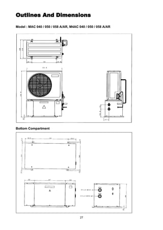 27
OutlinesOutlines And DimensionsAnd Dimensions
Model : MAC 040 / 050 / 058 A/AR, M4AC 040 / 050 / 058 A/AR
Bottom Compartment
 