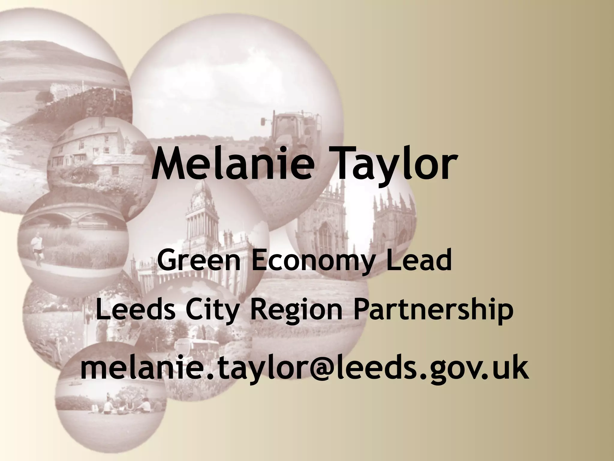 Melanie Taylor

    Green Economy Lead
Leeds City Region Partnership
melanie.taylor@leeds.gov.uk
 