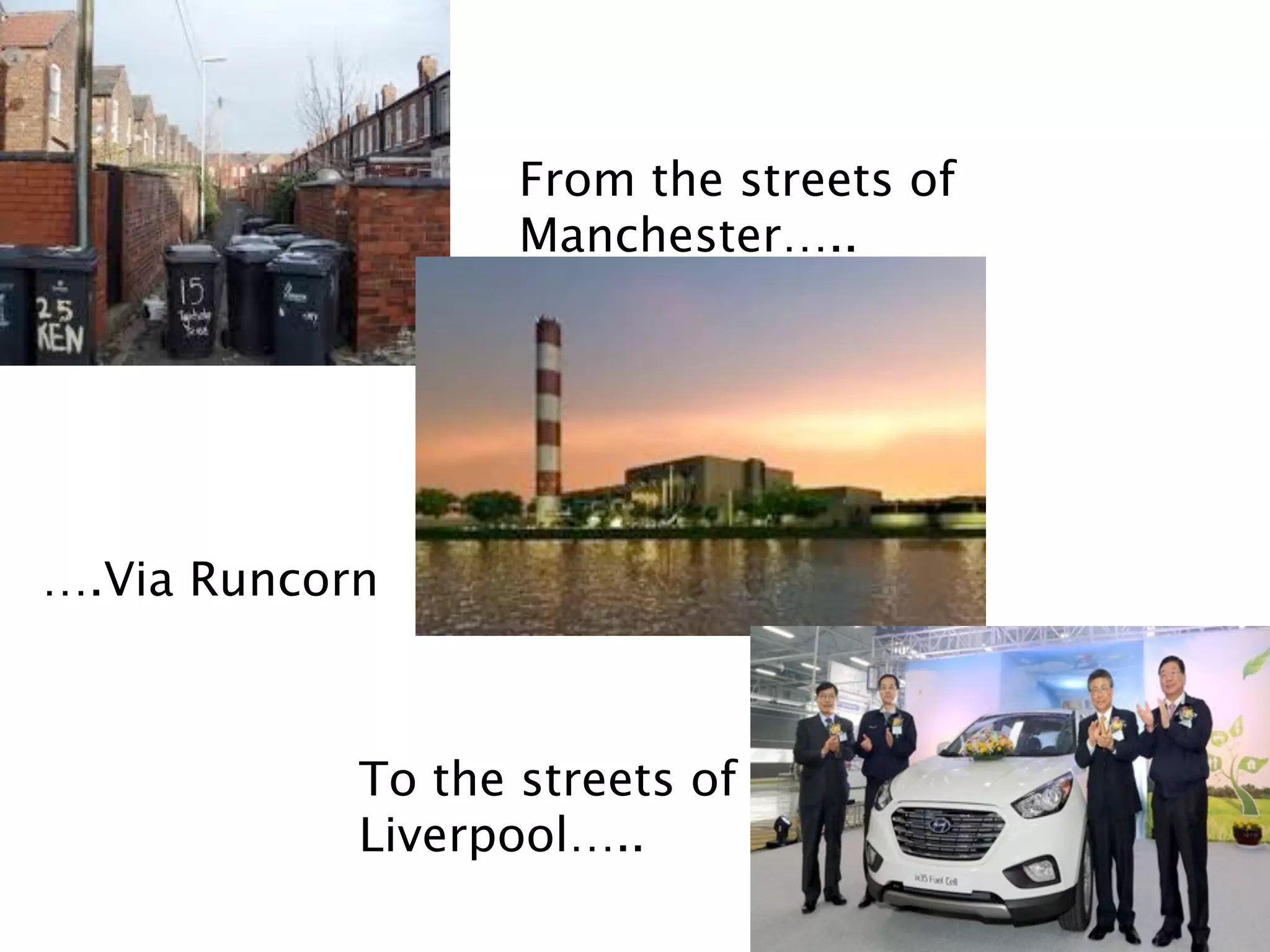 From the streets of
                   Manchester…..




….Via Runcorn



            To the streets of
            Liverpool…..
 