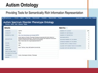 Autism Ontology
Providing Tools for Semantically Rich Information Representation
 