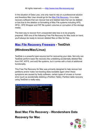 Mac file recovery freeware