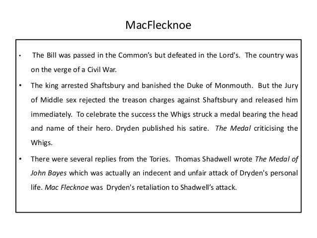 Analysis Of Mac Flecknoe By John Dryden