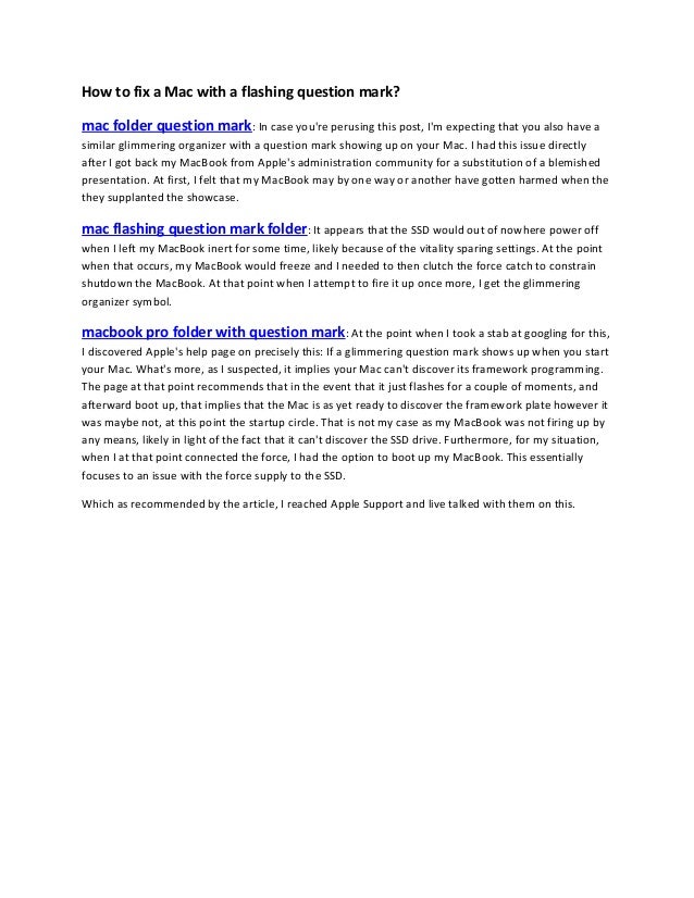 Mac folder question mark