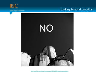 Looking beyond our silosNOhttp://www.flickr.com/photos/nimrodcooper/3284321209/sizes/z/in/photostream/