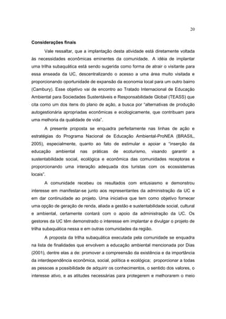 Implantação de trilhas subaquáticas 