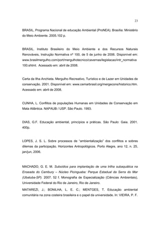 Implantação de trilhas subaquáticas 