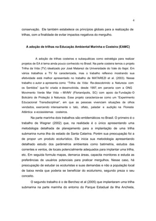 Implantação de trilhas subaquáticas 