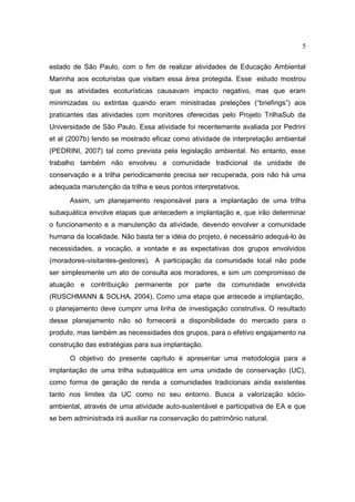 Implantação de trilhas subaquáticas 