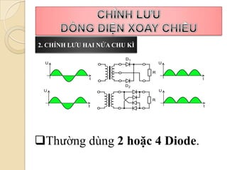 2. CHỈNH LƯU HAI NỬA CHU KÌ




Thường dùng 2 hoặc 4 Diode.
 