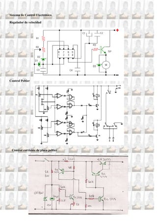 Sistema de Control Electrónico

Regulador de velocidad




Control Peltier




 Control corriente de placa peltier
 
