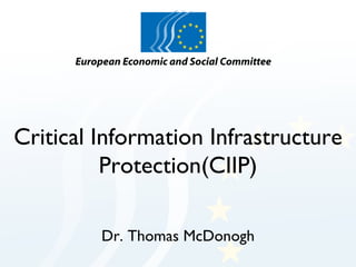 Critical Information Infrastructure Protection(CIIP) Dr. Thomas McDonogh 