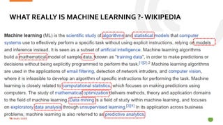 WHAT REALLY IS MACHINE LEARNING ?-WIKIPEDIA
 