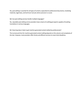 Machine Translation Post Editing Services | PDF