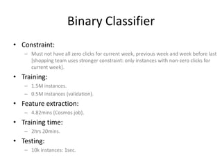 Regression Trees
                          Like classification trees but the
                          prediction is a number
                          (as suggested by “regression”).

                          1. How do we split?
                          2. When to stop?




 predictions
(constants)

                                                         135
 